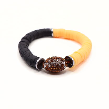 Black and Gold Game Day Football Bracelet