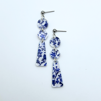 Savannah Inspired Blue Floral Dangle Earrings - Fish Towne Designs, LLC