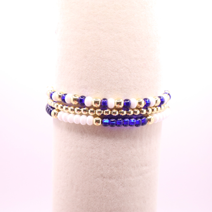 Blue and White Game Day Bracelet Stack | The Classic Game Day Collection
