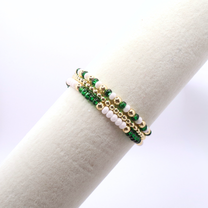 Green and White Game Day Bracelet Stack | The Classic Game Day Collection