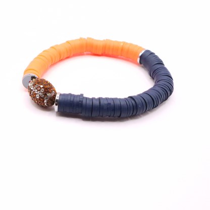 Navy Blue and Orange Game Day Football Bracelet