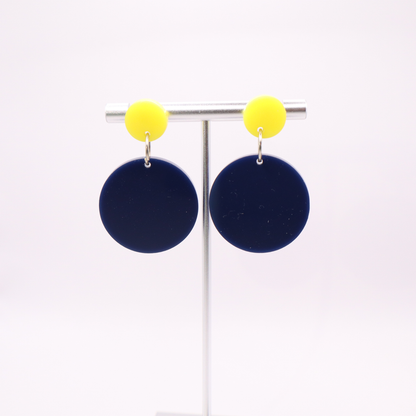 Navy Blue and Yellow Acrylic Game Day Earrings