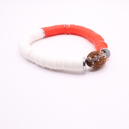 Red and White Game Day Football Bracelet