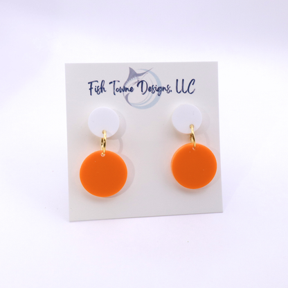 Orange and White Acrylic Game Day Earrings