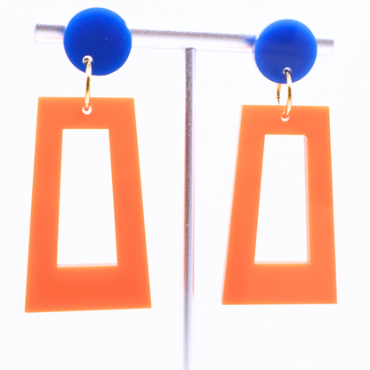Orange and Blue Acrylic Game Day Earrings