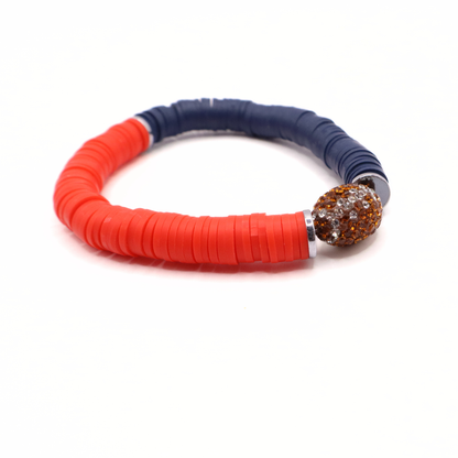 Navy Blue and Red Game Day Football Bracelet