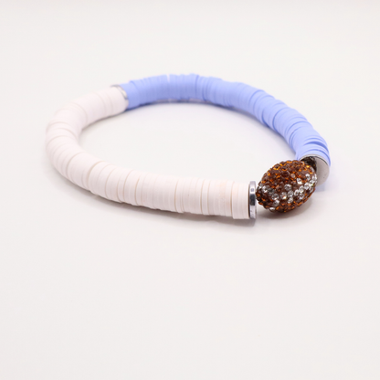 Light Blue and White Game Day Football Bracelet