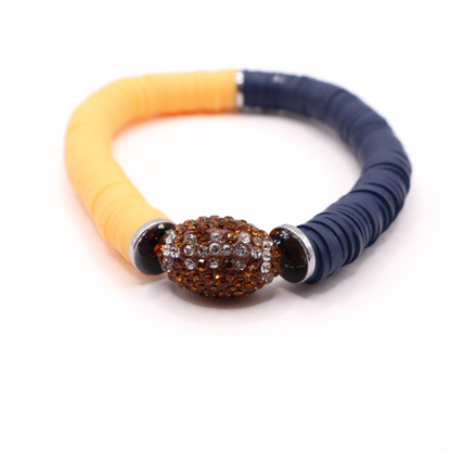 Navy Blue and Gold Game Day Football Bracelet
