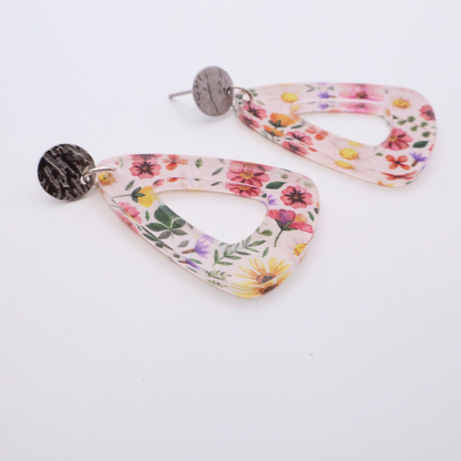 Floral Acrylic Dangle Earrings | Spring Flower Statement Earrings