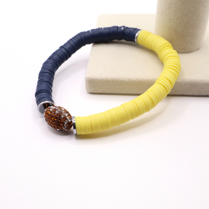 Navy Blue and Yellow Game Day Football Bracelet