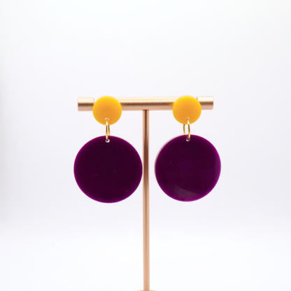 Purple and Gold Acrylic Game Day Earrings