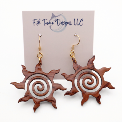Wood and Resin Celestial Sun Dangles