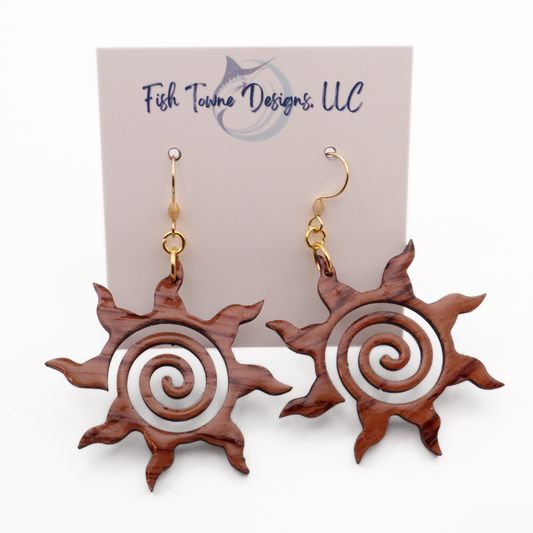 Wood and Resin Celestial Sun Dangles