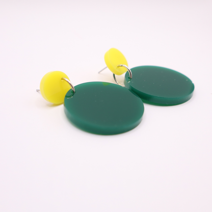 Green and Yellow Acrylic Game Day Earrings
