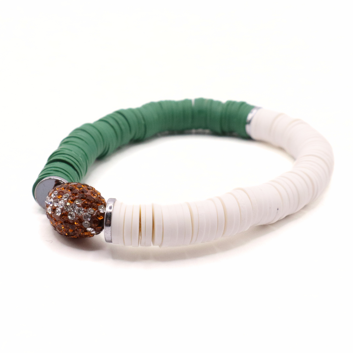 Green and White Game Day Football Bracelet
