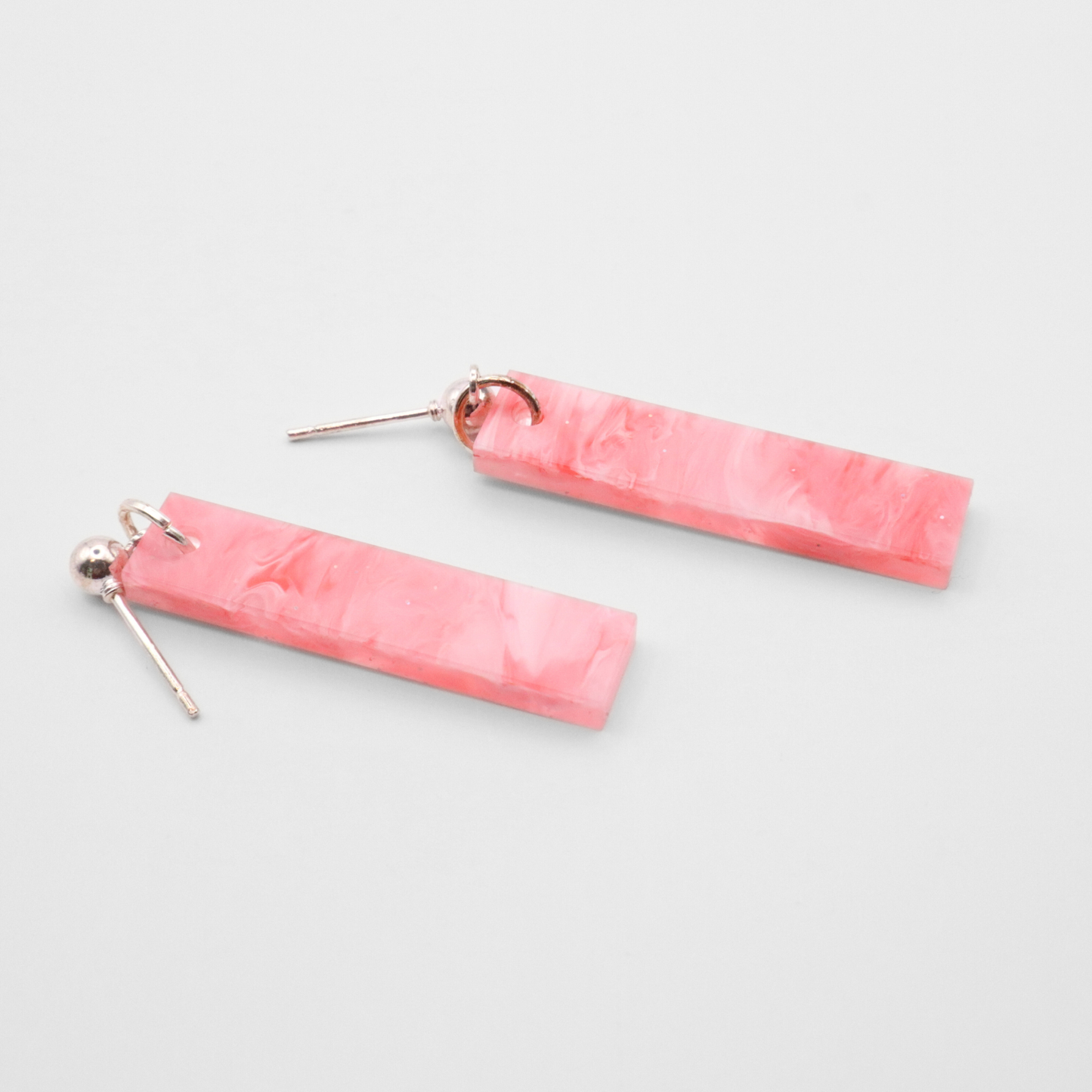 Pink Marble Acrylic Bar Earrings