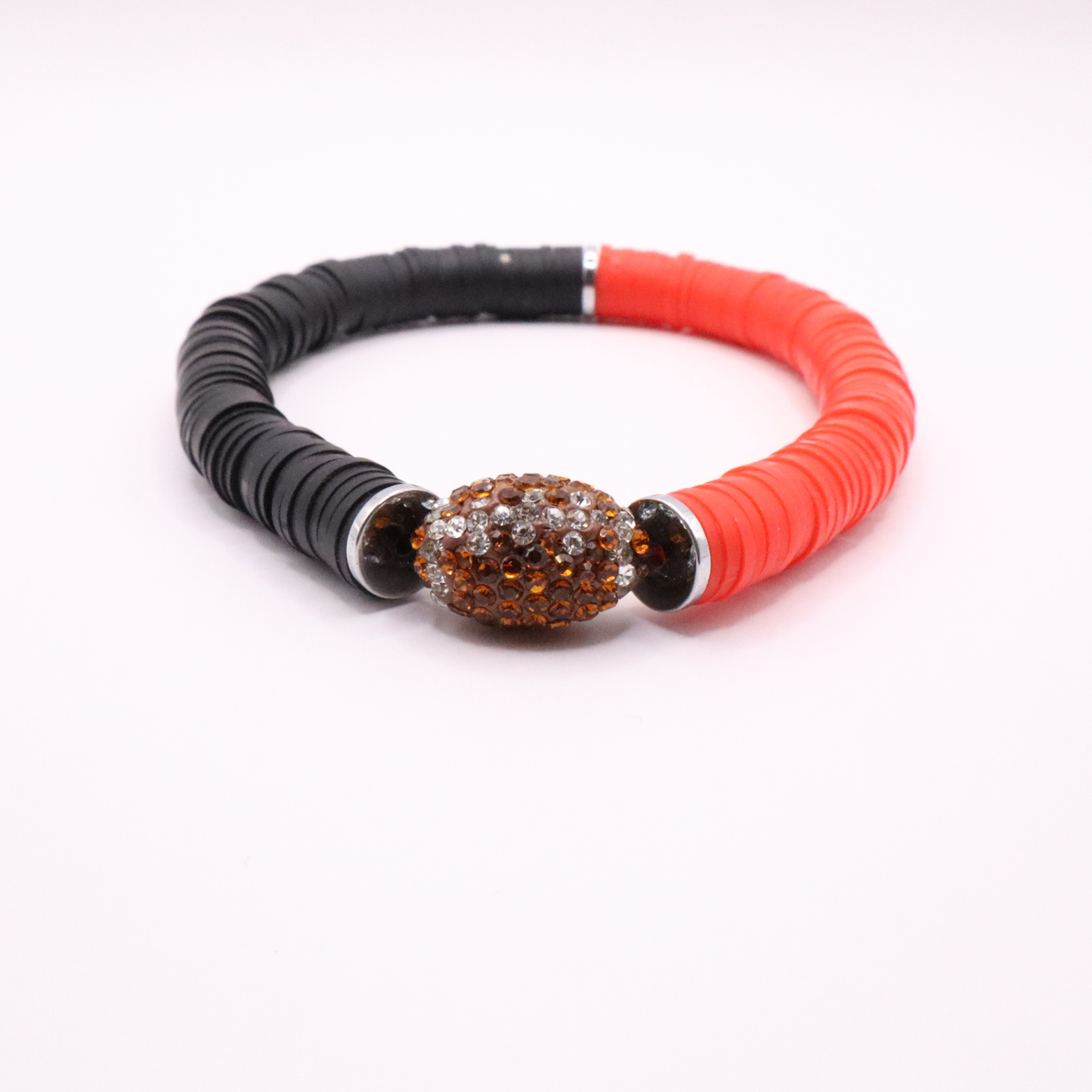 Red and Black Game Day Football Bracelet