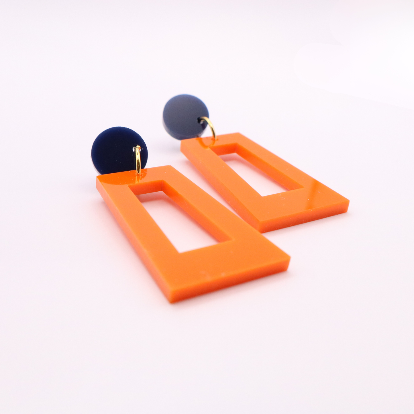 Navy Blue and Orange Acrylic Game Day Earrings