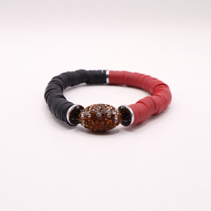 Maroon and Black Game Day Football Bracelet