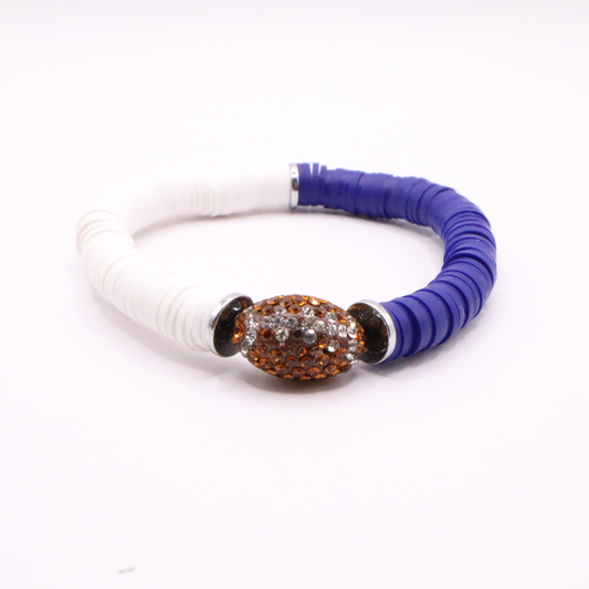 Blue and White Game Day Football Bracelet