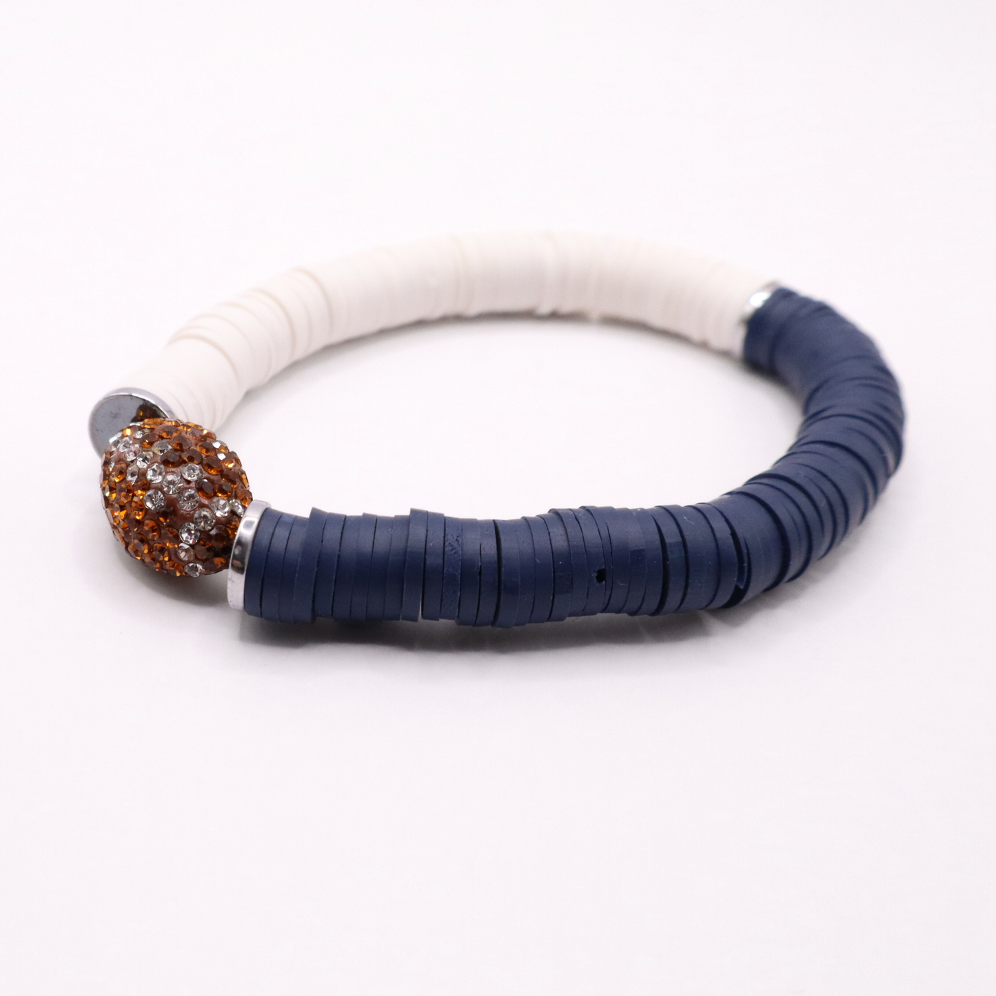 Navy and White Game Day Football Bracelet