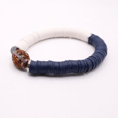 Navy and White Game Day Football Bracelet