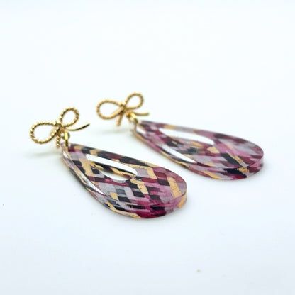 Parisian Inspired Pink & Gold Dangle Earrings