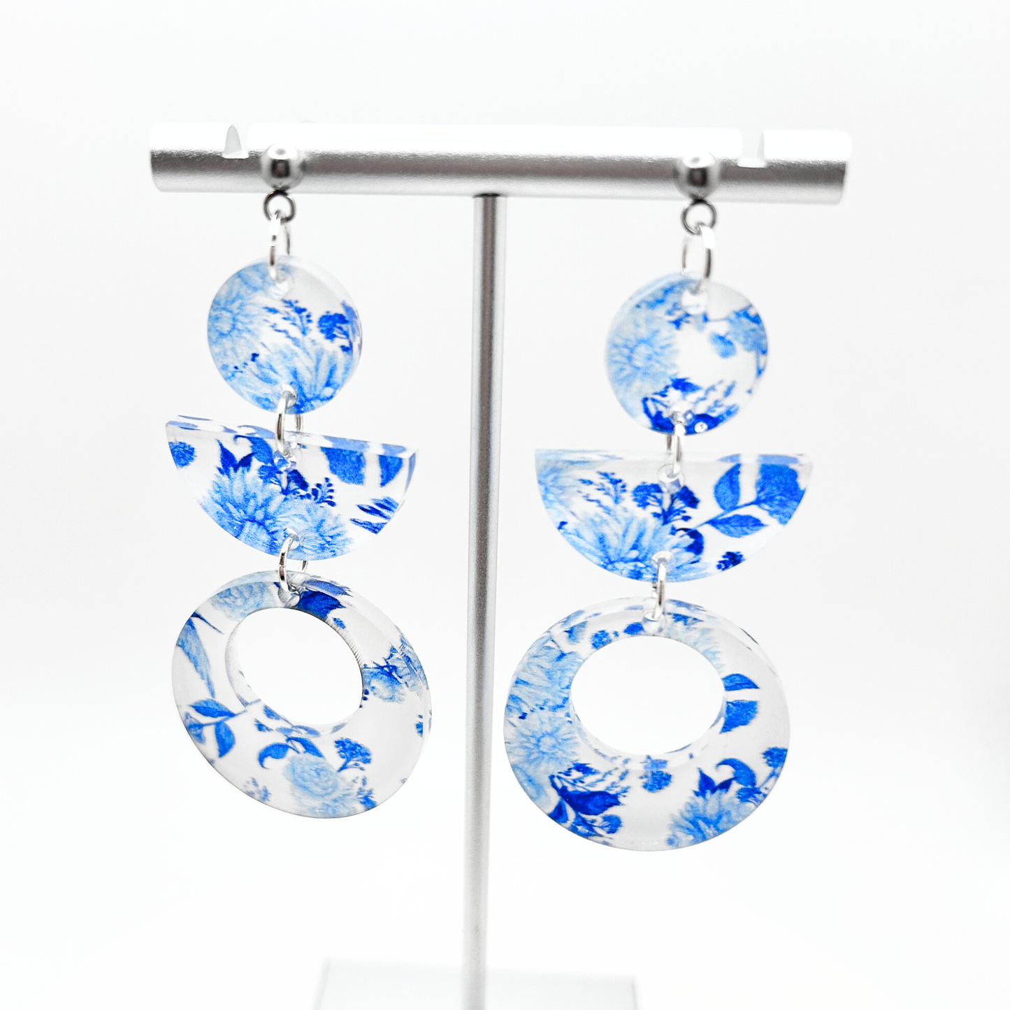 Santorini-Inspired Blue Floral Dangles - Fish Towne Designs, LLC