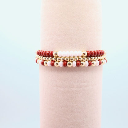 Burgundy and White Game Day Bracelet Stack | The Classic Game Day Collection