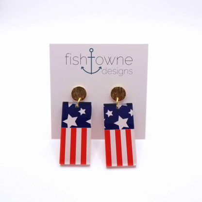 Fourth of July Patriotic Acrylic Earrings