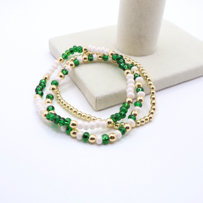 Green and White Game Day Bracelet Stack | The Classic Game Day Collection
