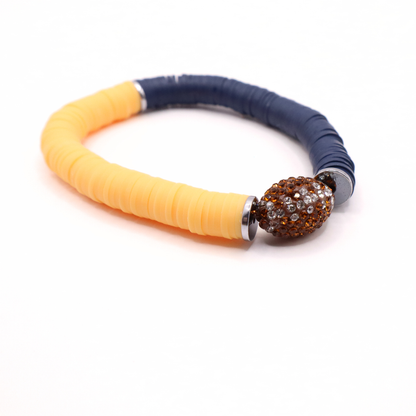 Navy Blue and Gold Game Day Football Bracelet