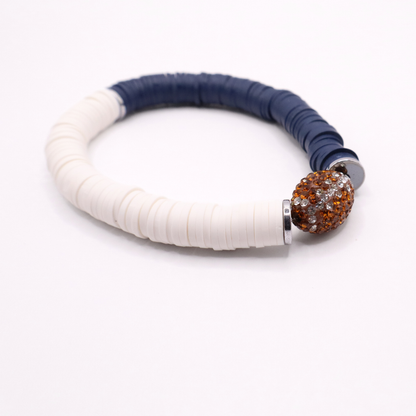 Navy and White Game Day Football Bracelet
