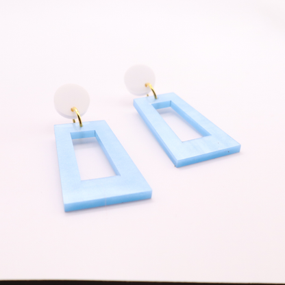 Light Blue and White Acrylic Game Day Earrings