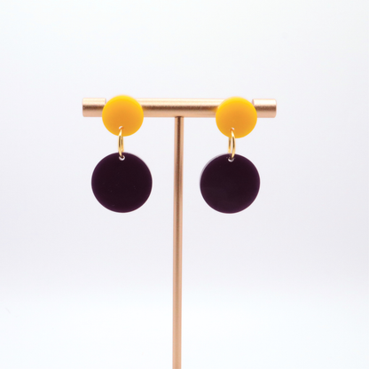 Purple and Gold Acrylic Game Day Earrings