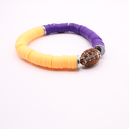 Purple and Gold Game Day Football Bracelet