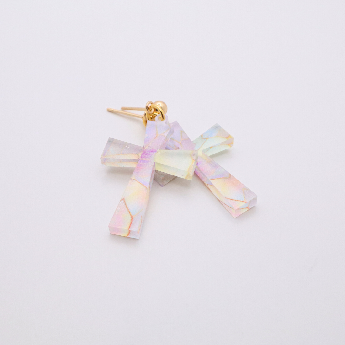 Iridescent Acrylic Cross Earrings | Faith-Inspired Jewelry | Lightweight and Stylish
