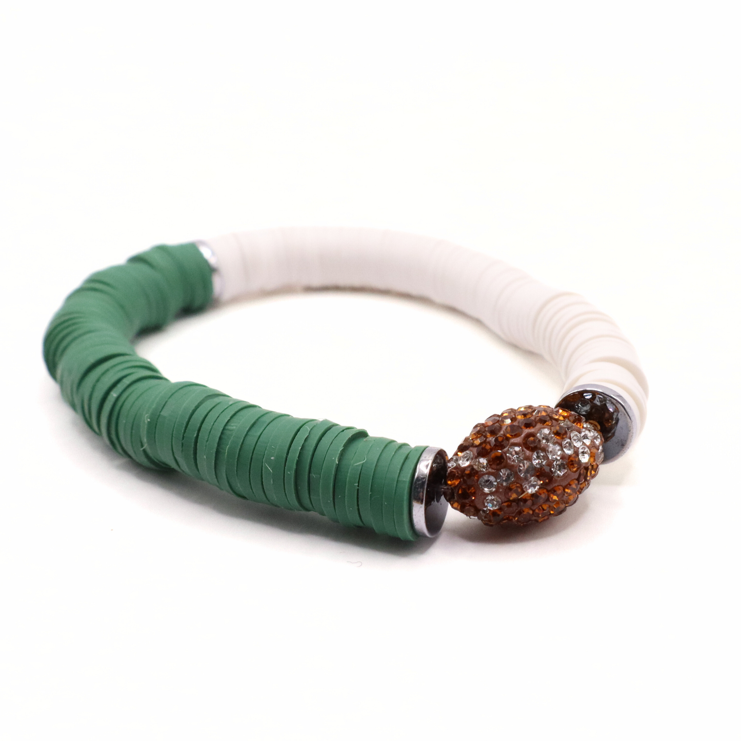 Green and White Game Day Football Bracelet