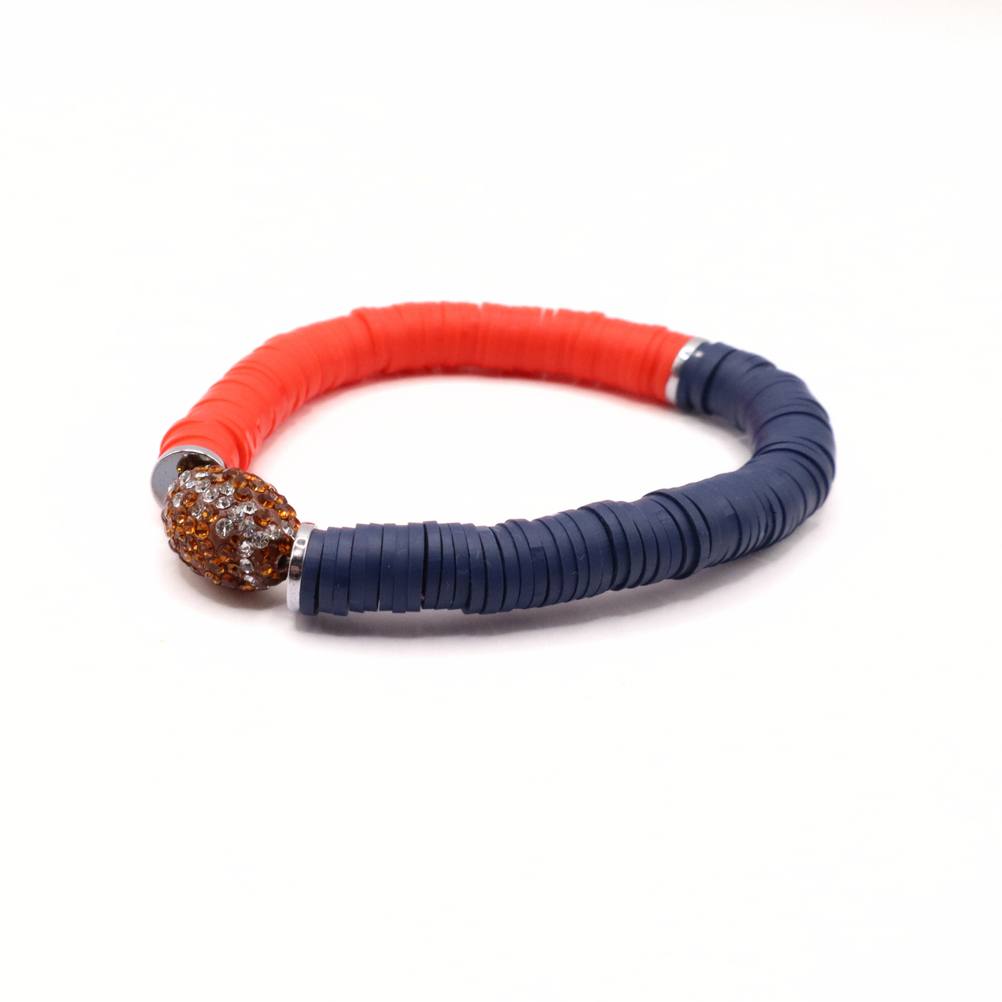 Navy Blue and Red Game Day Football Bracelet