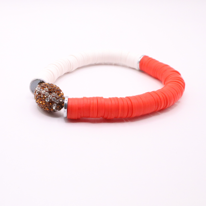 Red and White Game Day Football Bracelet