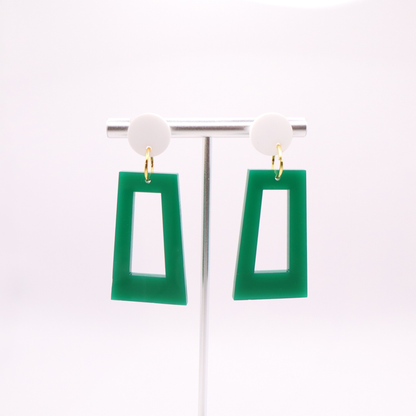 Green and White Acrylic Game Day Earrings