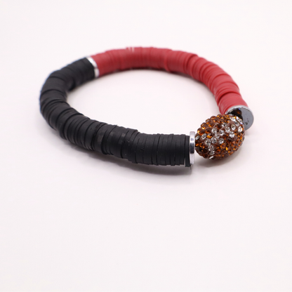 Maroon and Black Game Day Football Bracelet