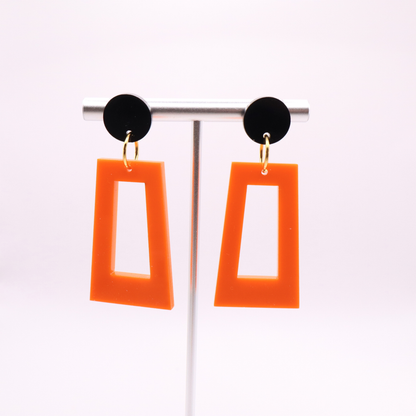Orange and Black Acrylic Game Day Earrings