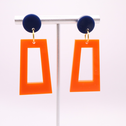 Navy Blue and Orange Acrylic Game Day Earrings