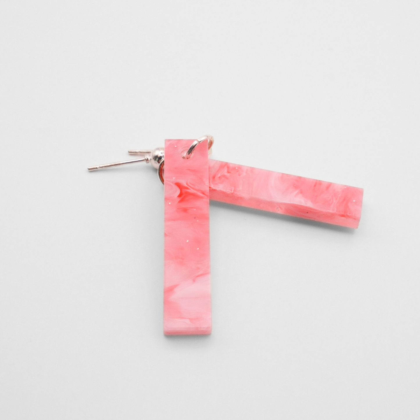 Pink Marble Acrylic Bar Earrings