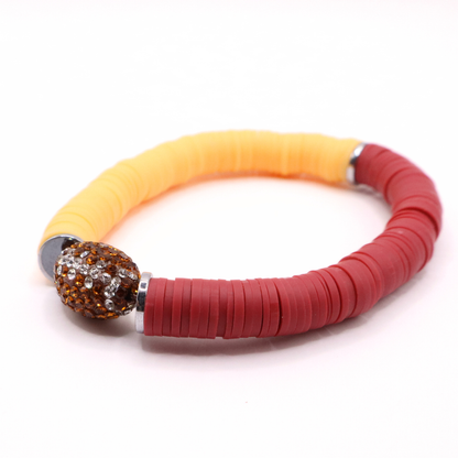 Burgundy and Gold Game Day Football Bracelet
