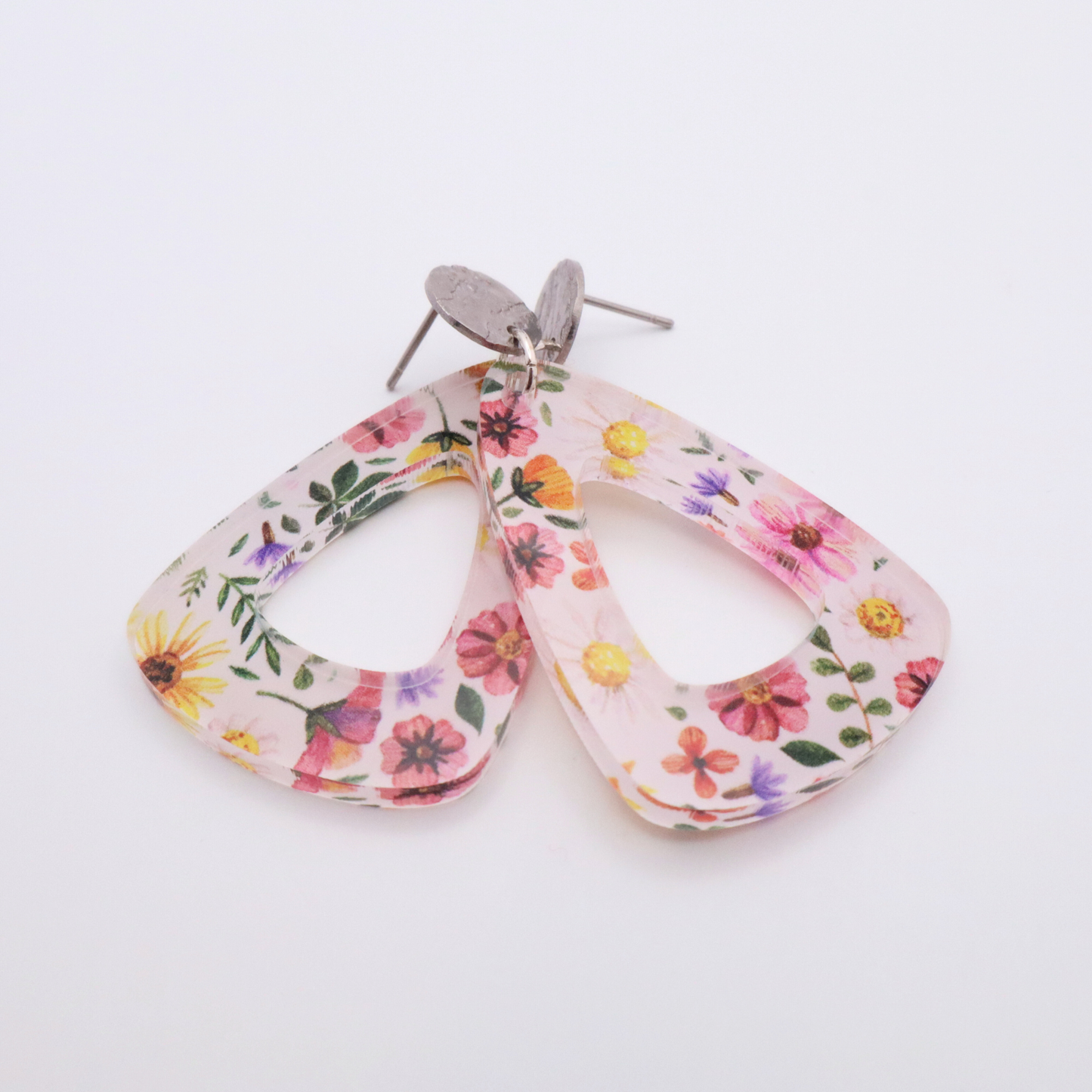 Floral Acrylic Dangle Earrings | Spring Flower Statement Earrings