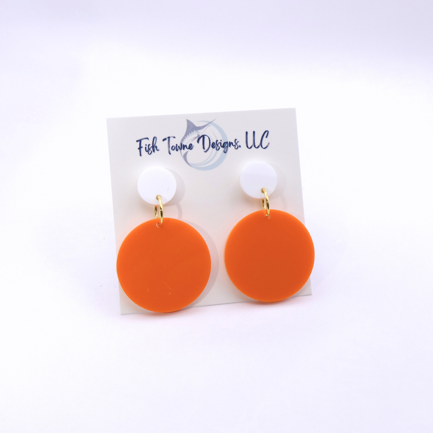 Orange and White Acrylic Game Day Earrings