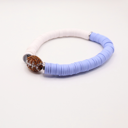 Light Blue and White Game Day Football Bracelet