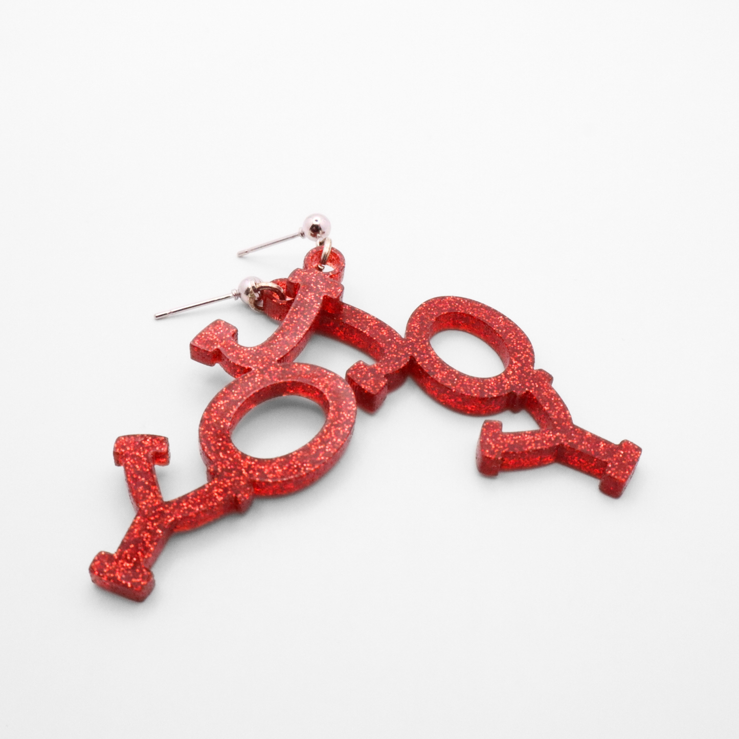Joy Dangle Acrylic Earrings, Festive Christmas Earrings, Holiday Jewelry